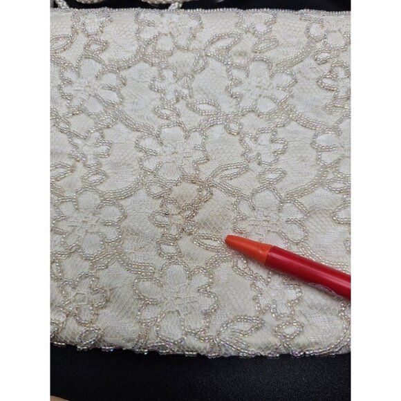 Vintage Andre Cellini Cream Iridescent Beaded Formal Shoulder Bag Purse - Picture 7 of 8